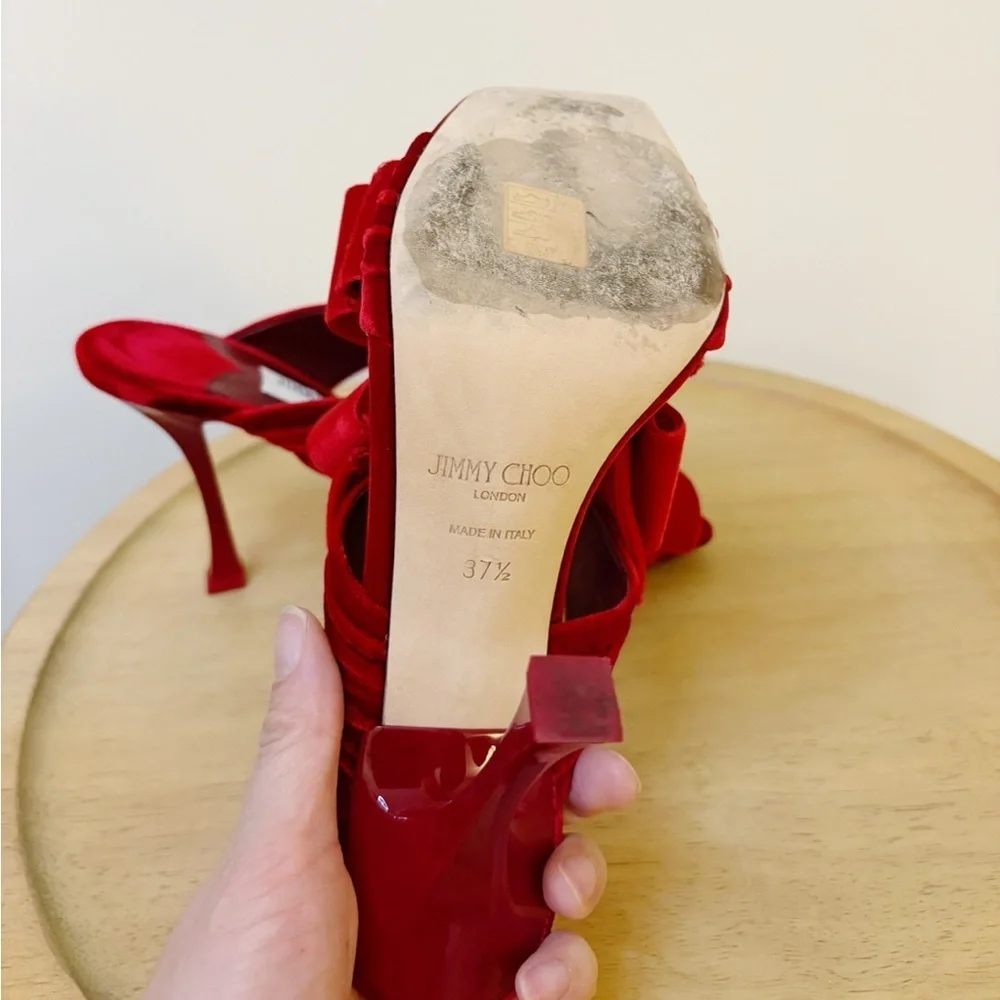 Jimmy Choo Flaca 100mm Velvet Bow Heels